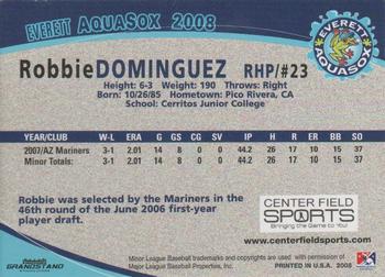 2008 Grandstand Everett AquaSox #NNO Robbie Dominguez Back