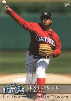 2008 MultiAd Lakewood BlueClaws #12 Yen-Feng Lin Front
