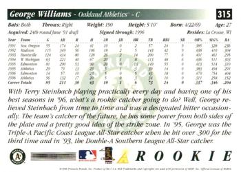 1997 Score - Artist's Proof White Border #315 George Williams Back