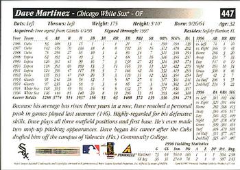 1997 Score - Hobby Reserve by Score #447 Dave Martinez Back