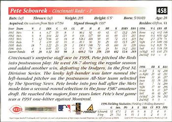 1997 Score - Hobby Reserve by Score #458 Pete Schourek Back