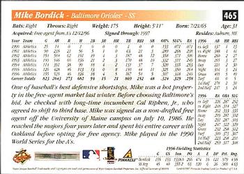 1997 Score - Hobby Reserve by Score #465 Mike Bordick Back