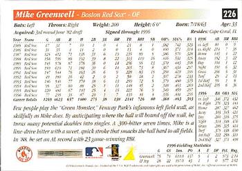 1997 Score Premium Stock #226 Mike Greenwell Back