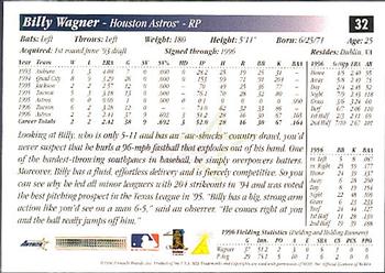 1997 Score Premium Stock #32 Billy Wagner Back