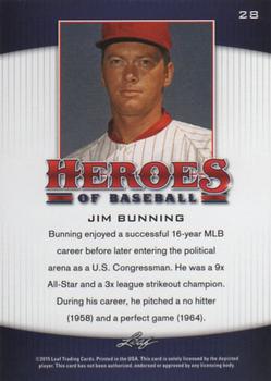 2015 Leaf Heroes of Baseball #28 Jim Bunning Back
