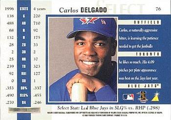 1997 Select - Select Company #76 Carlos Delgado Back