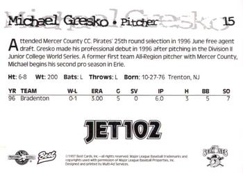 1997 Best Erie SeaWolves #15 Michael Gresko Back