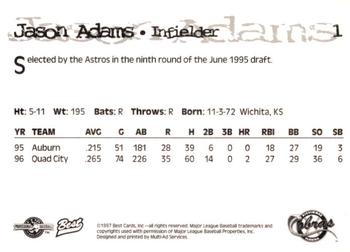 1997 Best Kissimmee Cobras #1 Jason Adams Back