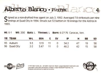 1997 Best Kissimmee Cobras #4 Alberto Blanco Back