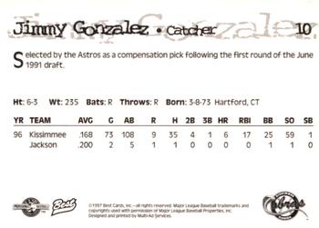 1997 Best Kissimmee Cobras #10 Jimmy Gonzalez Back