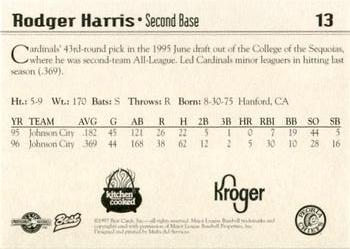 1997 Best Peoria Chiefs #13 Rodger Harris Back
