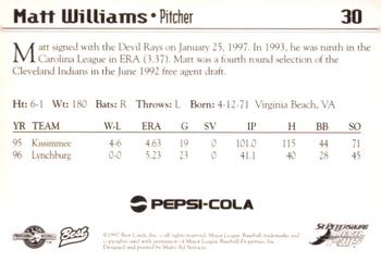 1997 Best St. Petersburg Devil Rays #30 Matt Williams Back