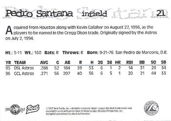 1997 Best West Michigan Whitecaps #21 Pedro Santana Back