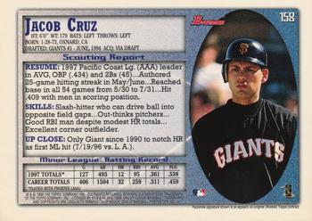 1998 Bowman - International #158 Jacob Cruz Back