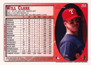 1998 Bowman - International #253 Will Clark Back