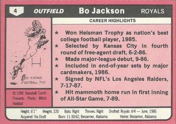 1990 Baseball Cards Presents Baseball Card Boom Repli-cards #4 Bo Jackson Back