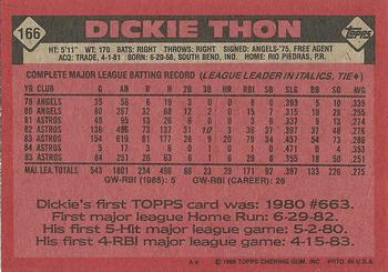1986 Topps #166 Dickie Thon Back