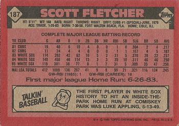 1986 Topps #187 Scott Fletcher Back