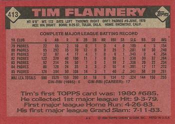 1986 Topps #413 Tim Flannery Back