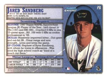 1998 Bowman Chrome - International #78 Jared Sandberg Back