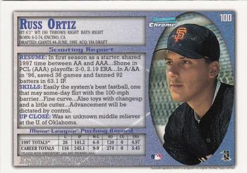 1998 Bowman Chrome - International #100 Russ Ortiz Back