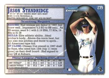 1998 Bowman Chrome - International #219 Jason Standridge Back