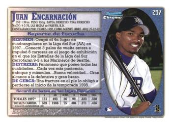 1998 Bowman Chrome - International #297 Juan Encarnacion Back