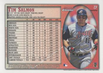 1998 Bowman Chrome - International Refractors #27 Tim Salmon Back