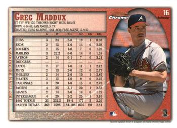 1998 Bowman Chrome - Refractors #16 Greg Maddux Back