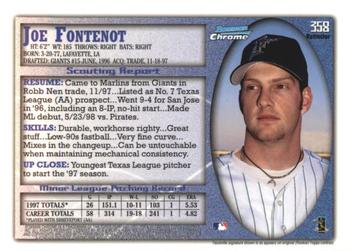 1998 Bowman Chrome - Refractors #358 Joe Fontenot Back