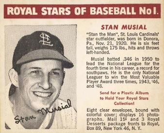 1950-52 Royal Stars of Baseball #1 Stan Musial Front