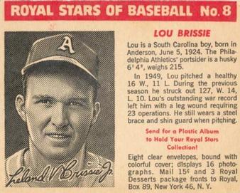 1950-52 Royal Stars of Baseball #8 Lou Brissie Front