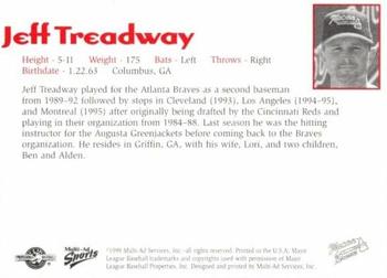 1999 Multi-Ad Macon Braves #NNO Jeff Treadway Back