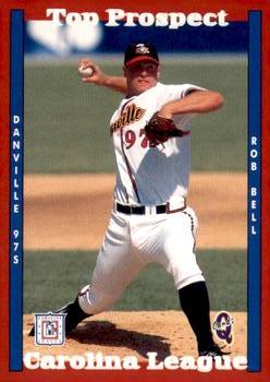 1998 Blueline Q-Cards Carolina League Top Prospects #5 Rob Bell Front