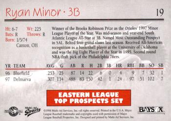 1998 Multi-Ad Eastern League Top Prospects #19 Ryan Minor Back