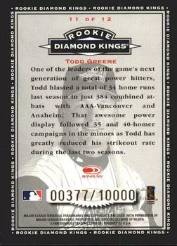 1998 Donruss - Rookie Diamond Kings Canvas #11 Todd Greene Back