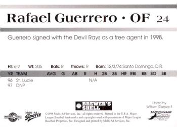 1998 Multi-Ad St. Petersburg Devil Rays #24 Rafael Guerrero Back