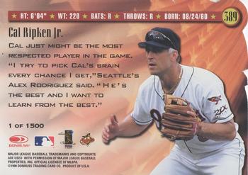 1998 Donruss - Press Proofs Silver #389 Cal Ripken Jr. Back