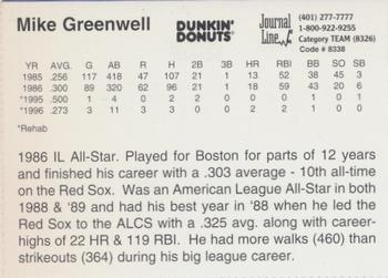 1997 Dunkin' Donuts Pawtucket Red Sox 25th Anniversary All-Stars #NNO Mike Greenwell Back