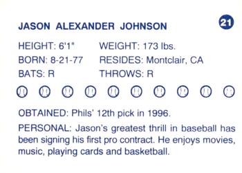 1997 Batavia Clippers #21 Jason Johnson Back