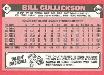 1986 Topps Traded #42T Bill Gullickson Back