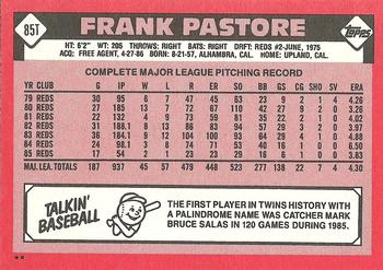 1986 Topps Traded #85T Frank Pastore Back
