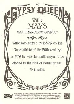 2015 Topps Gypsy Queen - Paper Frame White #100 Willie Mays Back