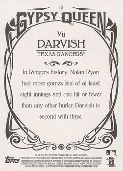 2015 Topps Gypsy Queen - Paper Frame White #19 Yu Darvish Back