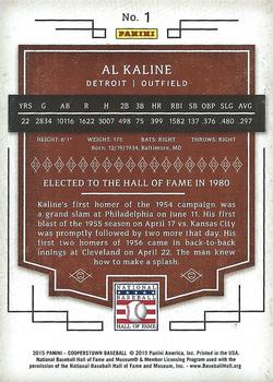 2015 Panini Cooperstown #1b Al Kaline Back