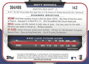 2015 Bowman - Silver #143 Matt Barnes Back