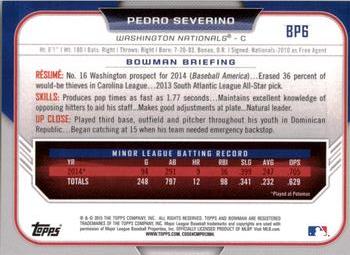 2015 Bowman - Prospects #BP6 Pedro Severino Back