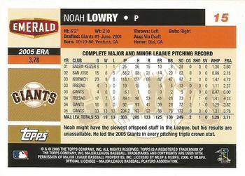 2006 Topps Emerald Nuts San Francisco Giants #15 Noah Lowry Back