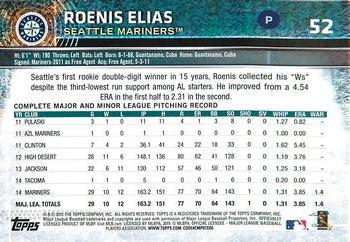 2015 Topps Opening Day - Purple #52 Roenis Elias Back