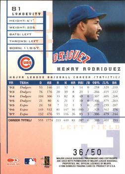 1998 Leaf Rookies & Stars - Longevity #81 Henry Rodriguez Back